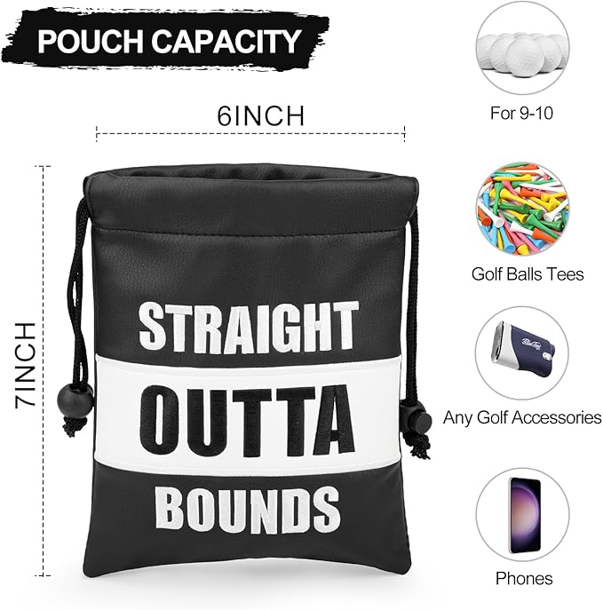 Golf Valuables Pouch, Leather Golf Tee Pouch with Drawstring Closure Golf Ball Handbag Portable Ball Pouch Golf Accessories for Men Women