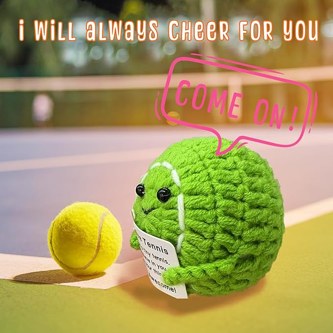 Funny Crochet Mini Tennis Ball Gifts for Tennis Lovers,Birthday Gifts for Men Women tenni Players Emotional Support Crochet