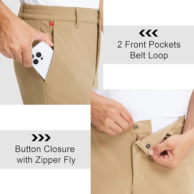M MAELREG Golf Pants Men Fleece Lined 30"/32"/34" Heat-Tech Dress Pants for Men Water-Resistant Stretch Warm Winter Trousers