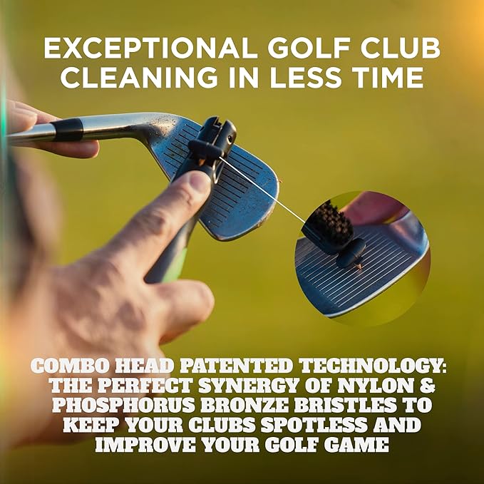 Frogger BrushPro Golf Club Cleaner with Ergonomic Grip and 2.5 ft. Retractable Cord, Sturdy Golf Club Brush and Groove Cleaner for Golfers, Golf Dad