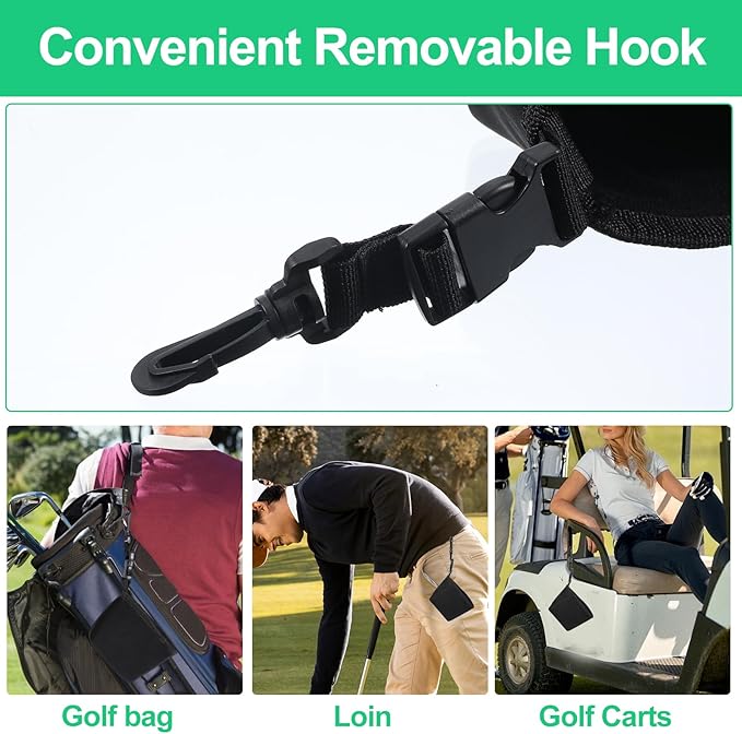 Golf Club Cleaner Bag with Clean Club Grooves, Golf Ball Cleaner Pouch with Waterproof Clean Face Tech Liner, Detachable Clip Machine Washable Golfball Washer Bags Golfball Accessories