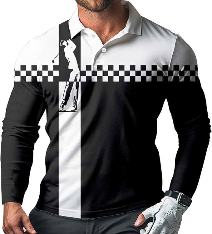 Men's Long Sleeve Golf Shirt Quick Dry 3 Button Work Fishing Outdoor Casual Collar Shirt