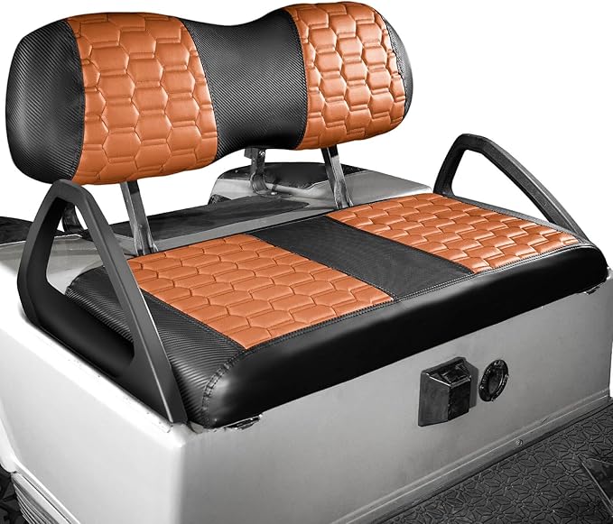 NOKINS Golf Cart Seat Covers, Fit for Club Car DS 2000.5-Up OEM Standard Front Seat Cushion, Club Car DS Accessories Vinyl Seat Covers, No Nails Required (Carbon Fiber Dark Brown&Black)