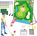 Golf Chipping Game with Stand, 54"x 54" Golf Battle Game Hitting Target Mat with 24 Balls, Perfect for Backyard Indoor Outdoor Family Games for Kids & Adults