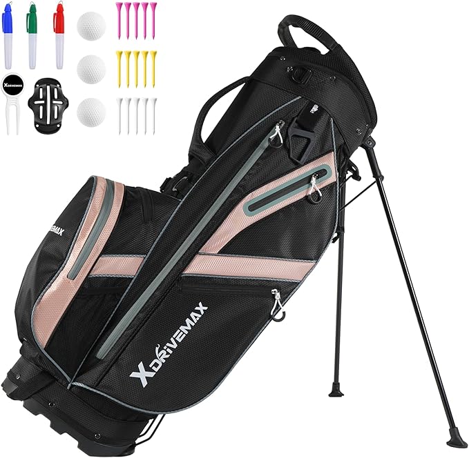 Golf Stand Bag, Lightweight Golf Bag with 8-Way Top Dividers, Golf Bag for Men & Women with Adjustable Dual Strap, Rain Cover, Cooler and Golf Accessory Kit