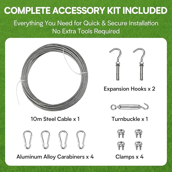 Golf Net,Golf Practice Net with 33 ft Steel Wire Rope and Hanging Kit, Heavy Duty Golf Hitting Net, Also as Hockey Net and Chipping Net - 7ft,10ft, 15ft, 25ft, 30ft, 40ft