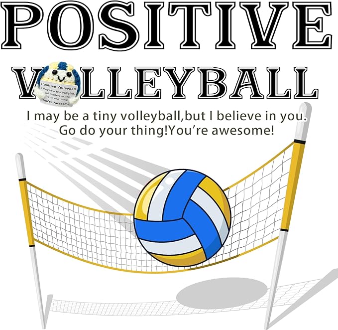 Mini Volleyball Ball Birthday Gifts for Men Women Volleyball Players,Funny Crochet Gifts for Volleyballs Lovers, Emotional Support Crochet