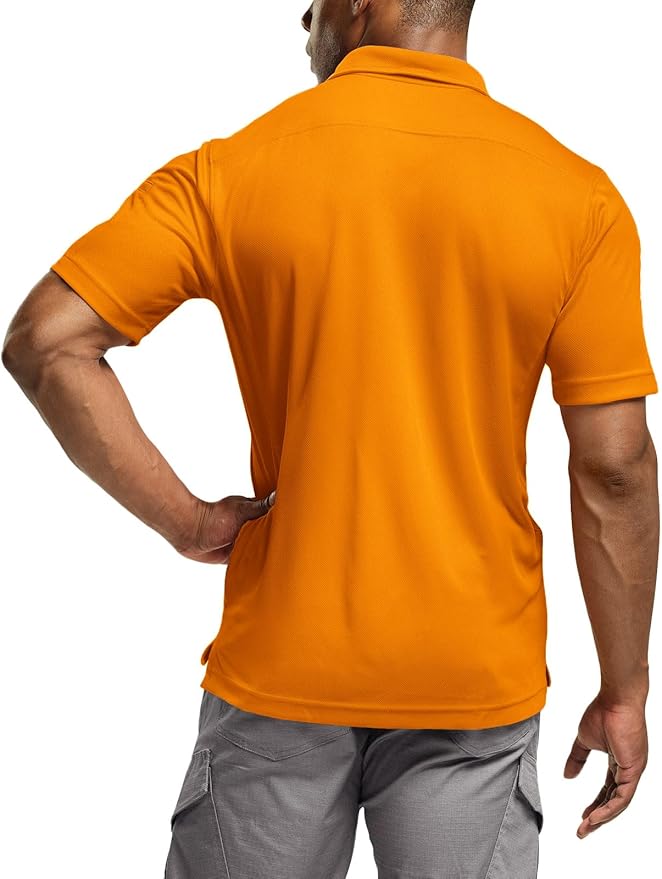 CQR Men's Polo Shirts, Tactical Short Sleeve Golf Performance Shirts, Lightweight Dry Fit UPF 50+ Pique