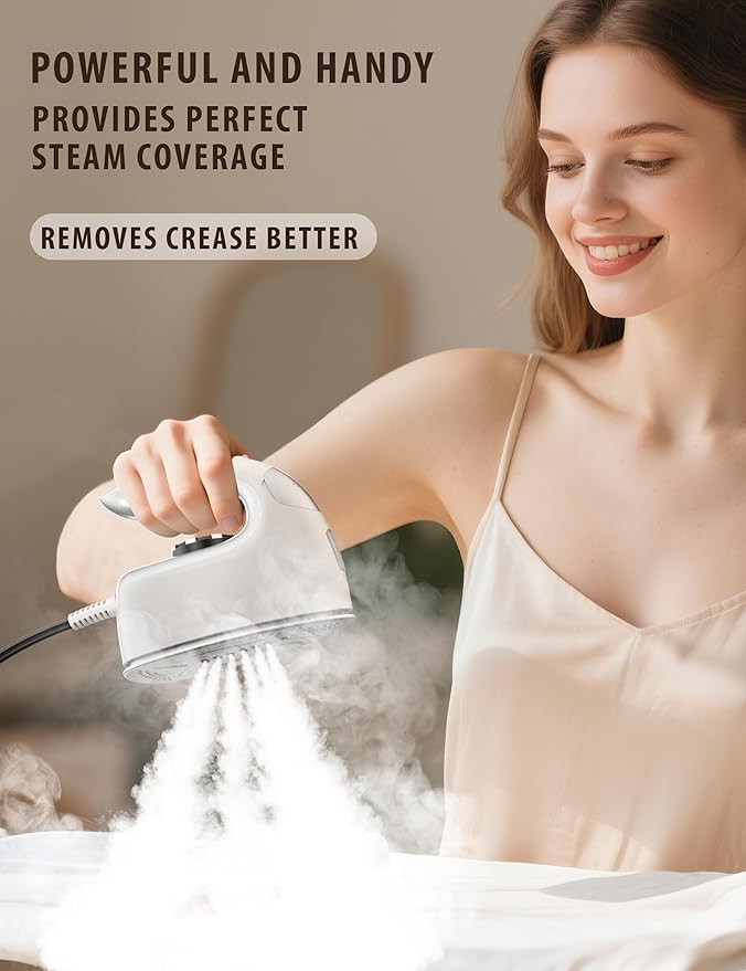 Sundu Small Iron for Clothes with Steam,Travel Iron Portable Non-Stick Soleplate Steamer for Quilting & Sewing,300 Microsteam Holes,90ml Water Tank,Lockable Safety Base-Silver