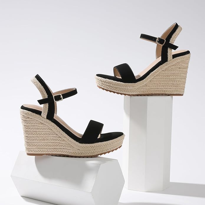 mikarka Women's Espadrille Wedge Sandals: Ankle Strap Platform Open Toe Wedges - Stylish High Heel Dressy Summer Wedges for Women, Inspired by Espadrilles