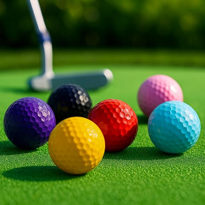 Thorza Colored Golf Balls - Multicolored Set of 6, 12, 24 for Kids Mini Golf, Putting Practice and Children Training