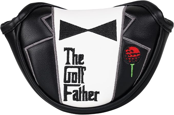 The Golf Father Golf Club Covers, Driver Fairway Hybrid Headcover, Funny Putter Cover Magnetic, Black & White Color Iron Covers,Golf Gifts for Men
