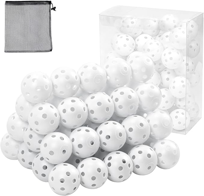 Plastic Golf Balls Practice Limited Flight Golf Training Ball Hollow Swing Practice Indoor Golf Balls with Mesh Drawstring Bag for Backyard Driving Range or Outdoor
