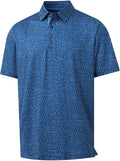 M MAELREG Mens Golf Shirt Short Sleeve Dry Fit Print Moisture Wicking Performance Patterns Collared Polo Shirt