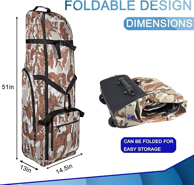 Goloni Golf Travel Bag with Wheels, Golf Travel Case for Airlines, 900D Heavy Duty Oxford Wear-Resistant Soft-Sided