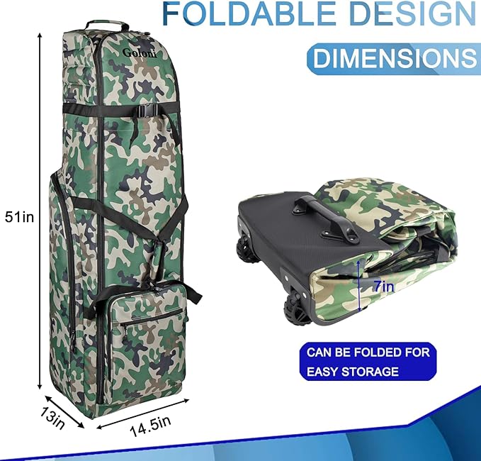 Goloni Golf Travel Bag with Wheels, Golf Travel Case for Airlines, 900D Heavy Duty Oxford Wear-Resistant Soft-Sided