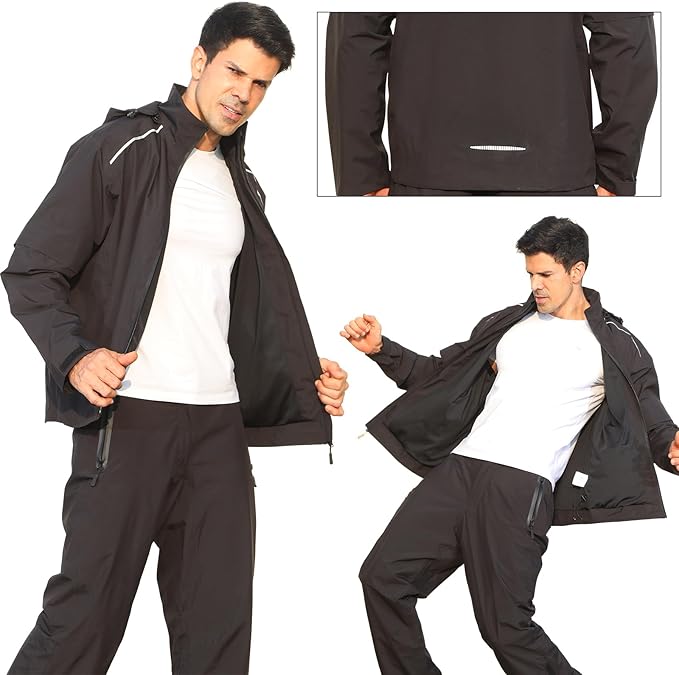 K.E.J. Golf Rain Jacket for Men Waterproof Raincoat Lightweight Jacket Golf Suit for Hiking Cycling Running Camping Traveling