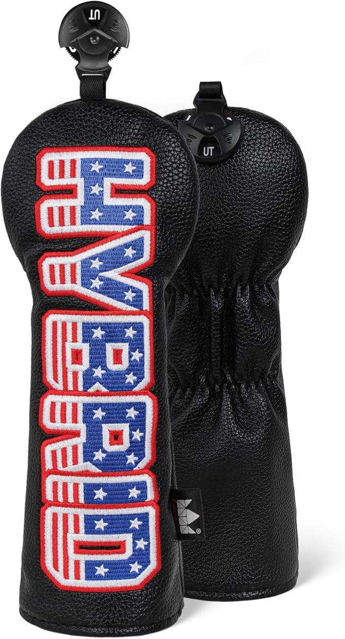 Craftsman Golf Headcover Set for Driver 3 5 Fairway Wood Hybrid Golf Club Head Cover, USA Flag Old Glory Design Golf Club Covers,Interchangeable Number Tag Offered