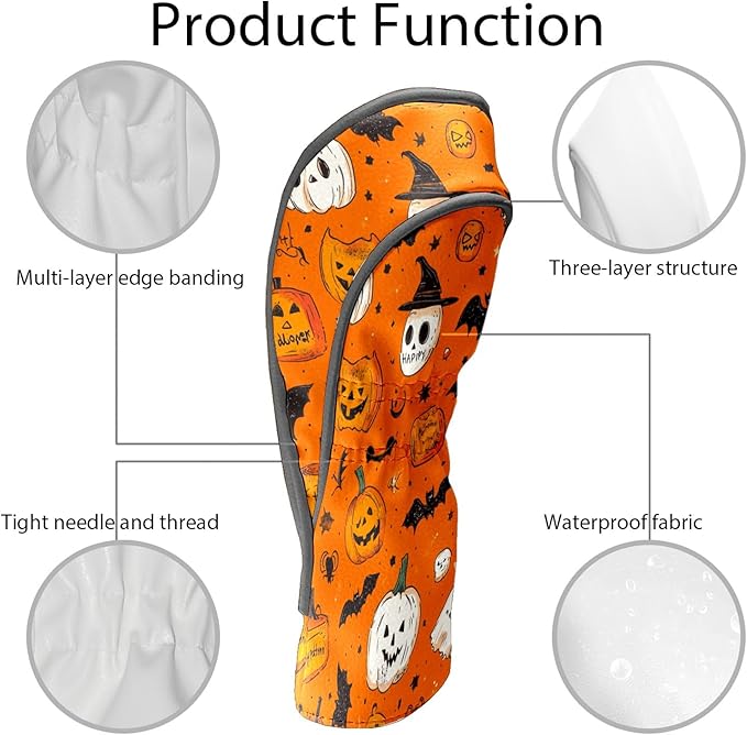 Golf Club Covers PU Leather Waterproof Golf Club Head Covers for Fairway Woods and Driver White Fishbone Pattern Driver Cover Suitable for Most Brands