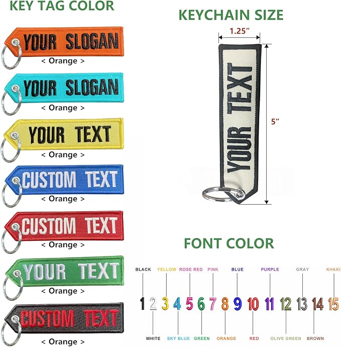 mvcen Custom Keychain, Personalized Keychain 1 PC Car Key Chain Clip Embroidery Key Tag Customizable Key Ring Accessories for Men Women, Backpack, Motorcycle