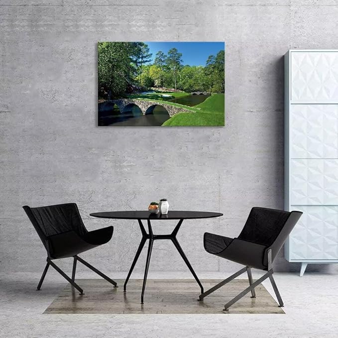chenchenArt Augusta National Golf Course Wall Art - Augusta Golf Course 12th Hole Wall Art for Living Room Bedroom Bathroom Home Decorations Golf Art Canvas Prints Framed Ready to Hang(24''H x 36''W)