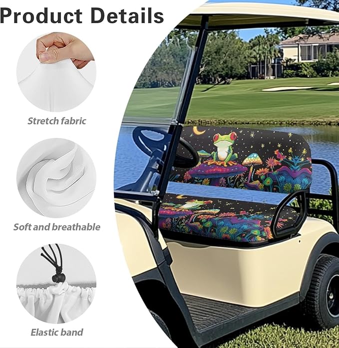 Fashion Print Golf Cart Seat Covers 2 Passenger Golf Cart Backrest Cover Golf Cart Seat Towel Gift for Friends
