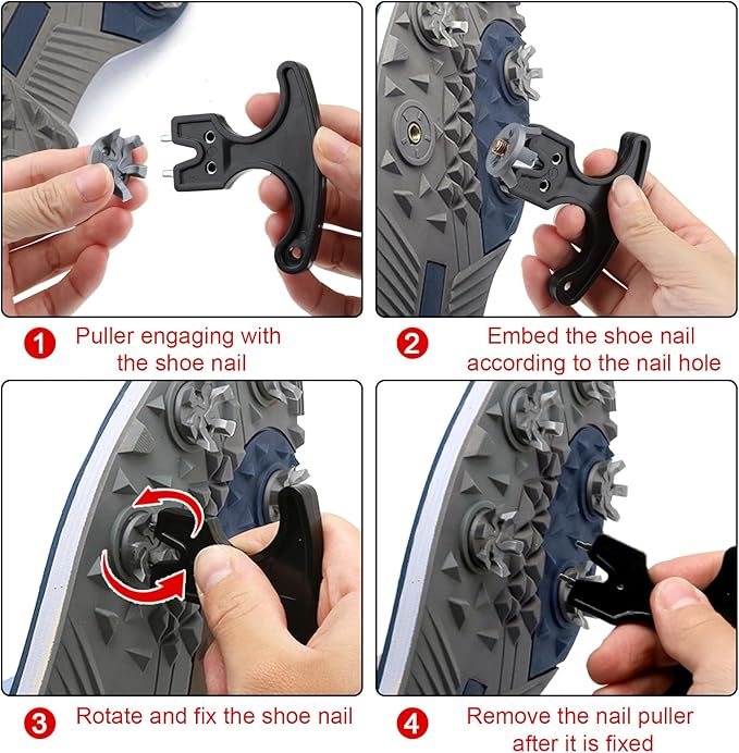 30-PCS Golf Spikes Set with Black Wrench, Golf Shoe Spikes Replacements Set & Shoe Spikes - Ideal for Golfers, Golf Shoe Maintenance,Lawn Cricket Shoe Player Lover