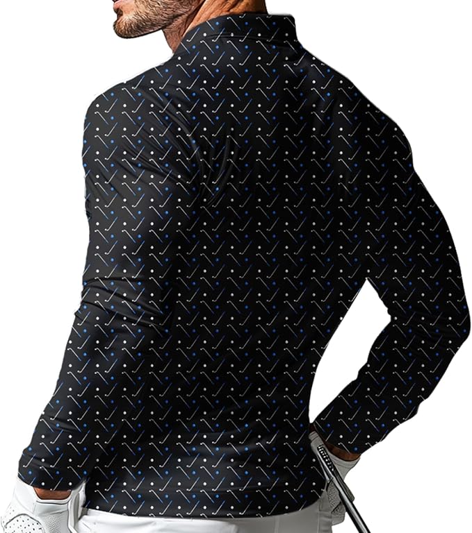 Men's Long Sleeve Golf Shirt Quick Dry 3 Button Work Fishing Outdoor Casual Collar Shirt