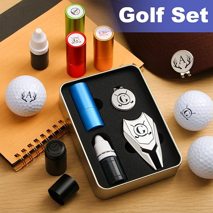 STAMTECH Custom Golf Ball Stamp - Personalized Golf Ball Stamp Markers,Customized Golf Accessories Gifts for Golf Lovers, Golfers, Dad, Husband, Boyfriend,Father's Day,Birthday