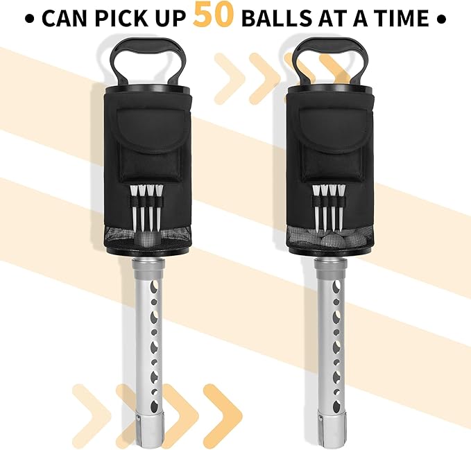 AKOZLIN Golf Ball Shag Bag with Detachable Aluminum Alloy Tube Golf Ball Retriever Large Capacity Shags Bag for Golf Ball Shagger Hold Up to 90 Balls