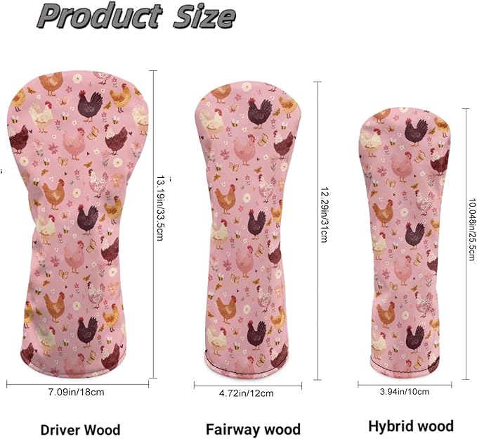 Golf Club Head Covers for Club Protective, Waterproof PU Leather Driver Fairway Wood Hybrid Head Cover
