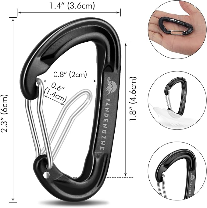 6pcs Small Carabiner Clips, 9KN (2023lbs) Heavy Duty, Lightweight Carabiner for Camping, Hiking, Keychain, Gym, Dog Leash