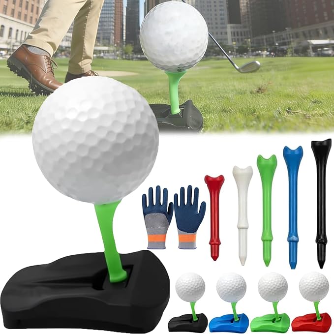 Hinged Turf Base V3 - Turf Tee for Artificial Turf-Includes Tee Variety Packs, Golf Simulator Training Tees, Tees Quick Easy Ball Setup All-Weather for Driving Range Home