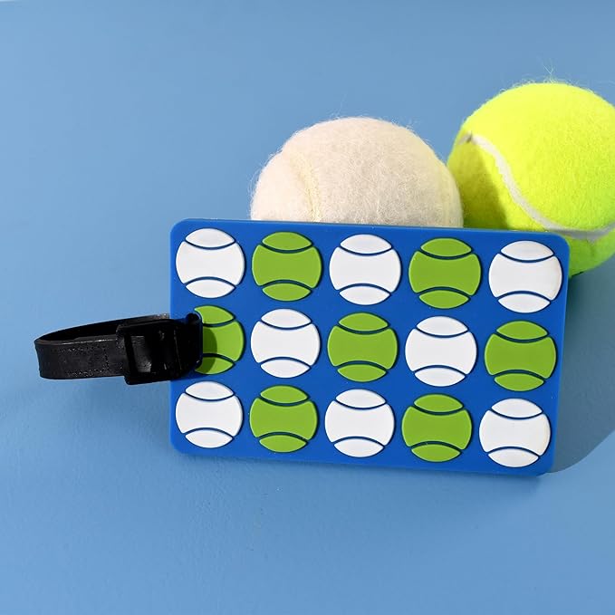 Tennis Bag Tag – Tennis Balls Design, Durable Silicone Luggage Tag, Waterproof & Secure, Easy Bag Identification with Adjustable Strap, Perfect for Tennis Lovers & Gifts