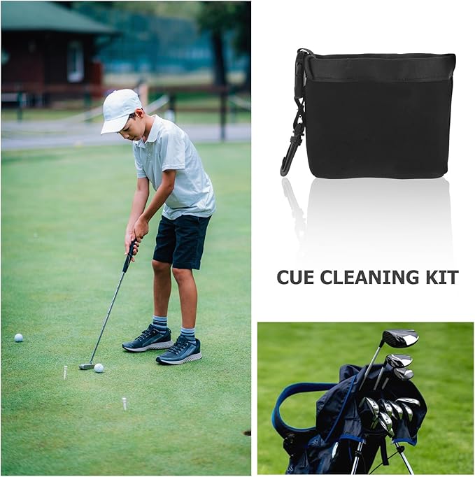 Mikinona Portable Golf Club Cleaning Pouch with Detachable Clip Fabric Liner Golf Ball Bag for Club Face Maintenance and Outdoor Use
