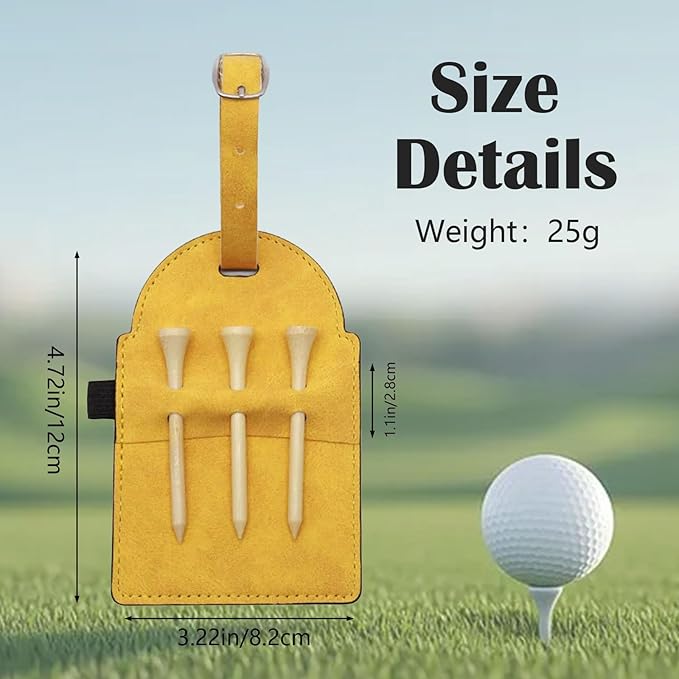 Personalized Golf Tee Bag Tags Custom Golf Tee Holders for Golf Bag，3 Wooden Tees Leather Gift for Golfer Men Women Dad Grandpa, or Uncle