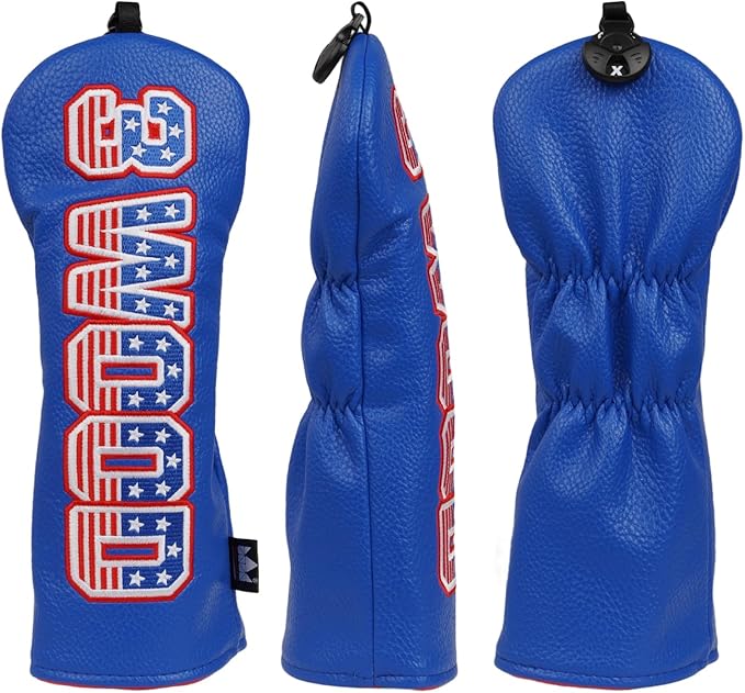 Craftsman Golf Headcover Set for Driver 3 5 Fairway Wood Hybrid Golf Club Head Cover, USA Flag Old Glory Design Golf Club Covers,Interchangeable Number Tag Offered