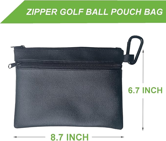Golf Ball Pouch Tee Holder Belt Waist Bag Leather Golf Ball Bag Pouch Zippered Golf Pouch Golf Accessory Pouch