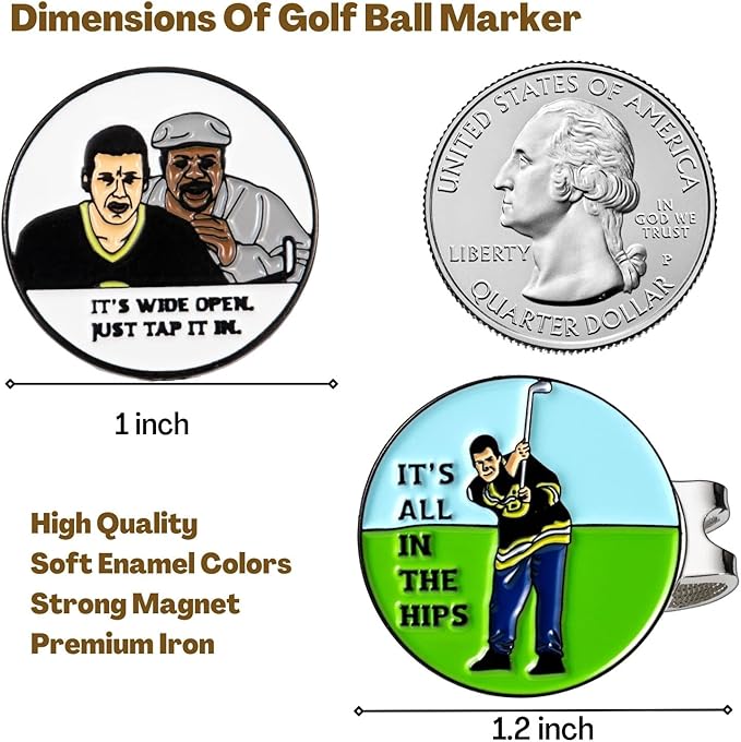 Artpreti Golf Ball Marker with a Standard Magnetic Hat Clip, Funny Golf Ball Marker Hat Clip for Men Women, Premium Golf Gifts for Men Women, Golf Accessories for Golf Lovers