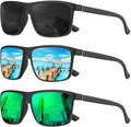 KALIYADI Polarized Sunglasses for Men and Women, Mens Sun Glasses with UV Protection for Driving Fishing Golf (3 Packs)