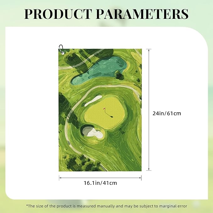 Green Lime Golf Towel with Carabiner Clip 24"x16" Golf Course Printed Funny Golf Towels for Golf Bags Microfiber Waffle Golfs Rag for Disc Balls Clubs Accessories for Men Women Dad