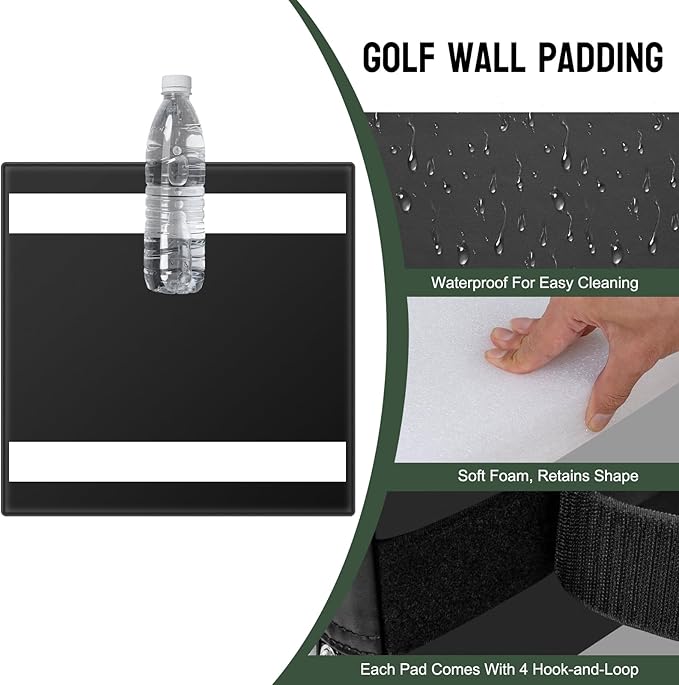 12 Pack Golf Wall Padding Panels Golf Enclosure Padding, 20"x20"x2" High-Density Impact Protection for Indoor Wall Pad, Kids Playrooms & Sports Areas, Gym Wall pad