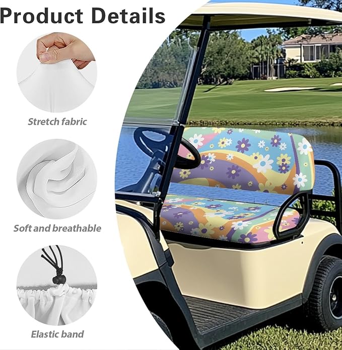 Fashion Print Golf Cart Seat Covers 2 Passenger Golf Cart Backrest Cover Golf Cart Seat Towel Gift for Friends