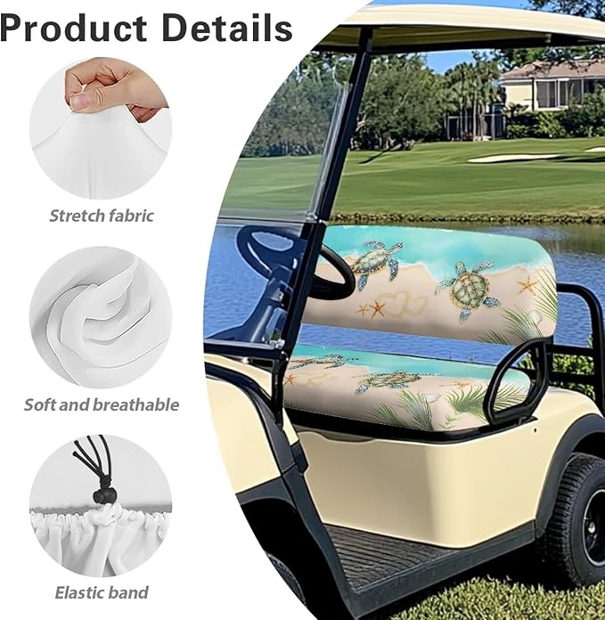 Fashion Print Golf Cart Seat Covers 2 Passenger Golf Cart Backrest Cover Golf Cart Seat Towel Gift for Friends