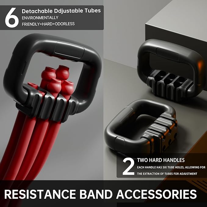 Resistance Bands with Handles, Single Resistance Bands, Exercise Bands with Comfortable Handles, Resistance Training, Physical Therapy, Home Workouts, Fitness, Pilates