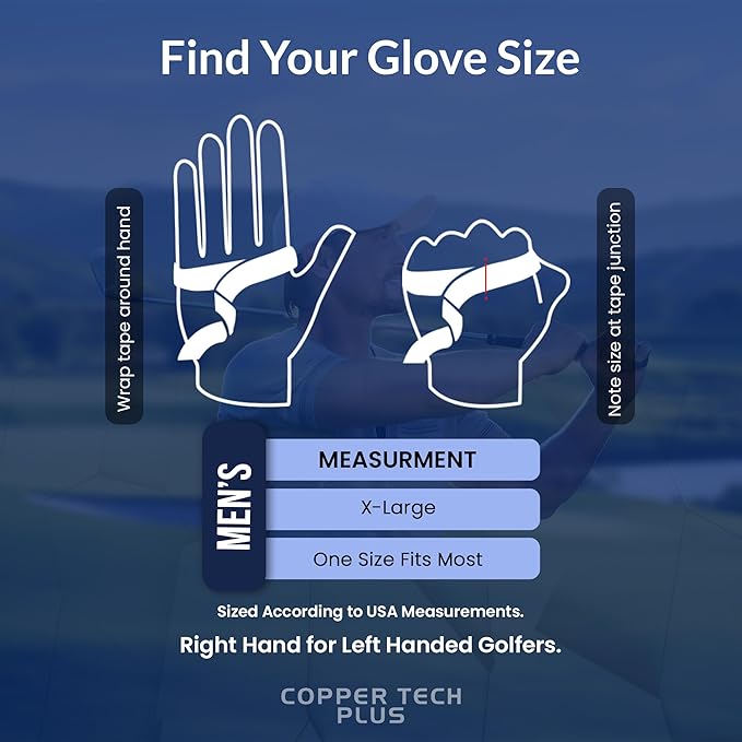 Men’s Golf Glove – White/Royal Blue – Copper Infused Compression for Arthritis Relief, Non-Slip Silicone Grip – USGA Approved