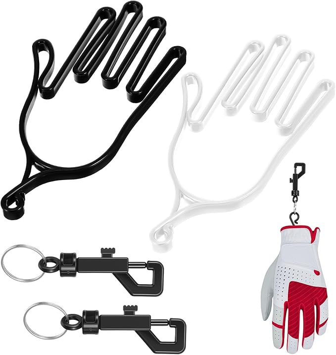 2 Pcs Golf Gloves Stretcher Support Frame Golf Gloves Stretcher Holder Hanger Keeper Dryer Shaper Tool Plastic Keeper Support Rack Holder Dryer Hanger Frame with Hanging Hook for Men Women Golfer