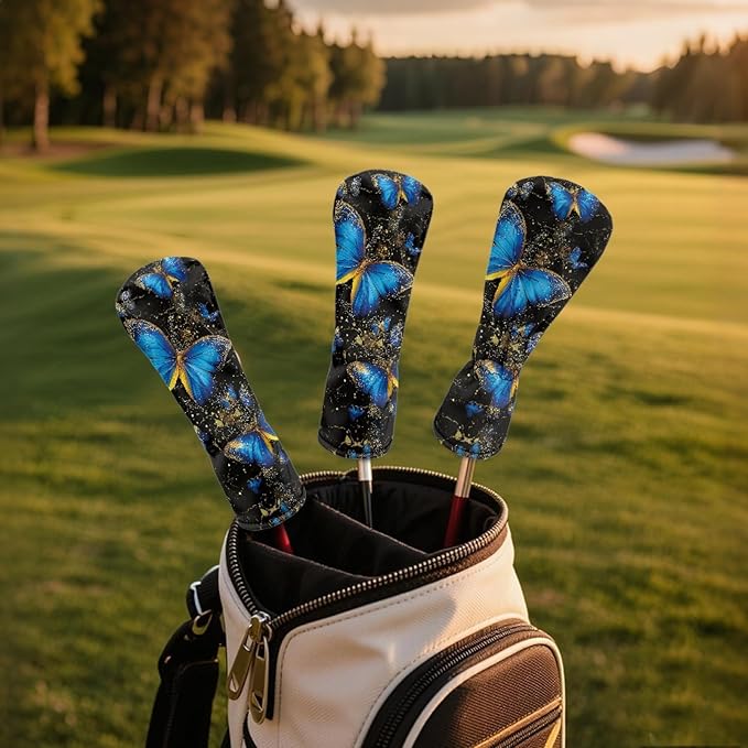 Golf Club Head Covers for Club Protective, Waterproof PU Leather Driver Fairway Wood Hybrid Head Cover
