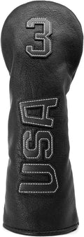 Golf Club Head Covers,USA Golf Driver Headcover Fariway Wood Covers Hybrid Head Covers 3 Wood Headcover Leather Golf Headcover with Number Tag for All Brand