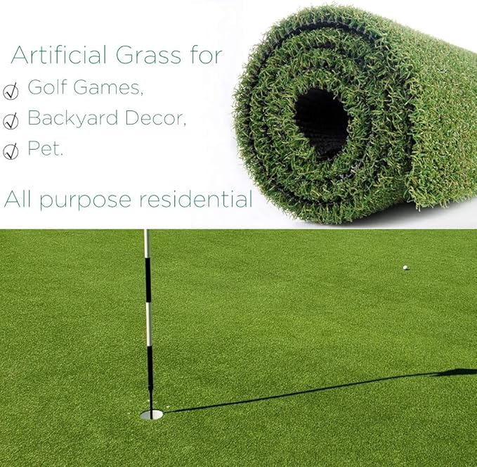 Pro Putting Green Golf Artificial Grass Turf 7FTX49FT， Indoor Outdoor Golf Training Mat, Synthetic Fake Grass for Baseball Football Gym Sports